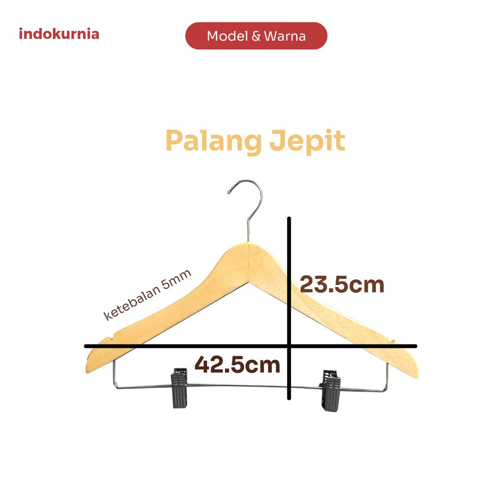 Indokurnia Hanger Kayu Jepitan Premium