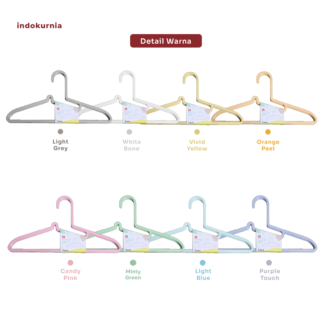 Indokurnia 3pcs Gantungan Baju Premium Suite Pastel