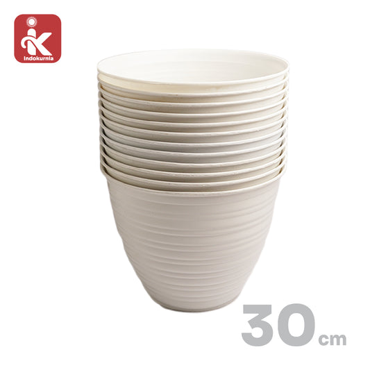 Indokurnia 12 Pcs Pot Bunga Motif Tawon Putih 30Cm