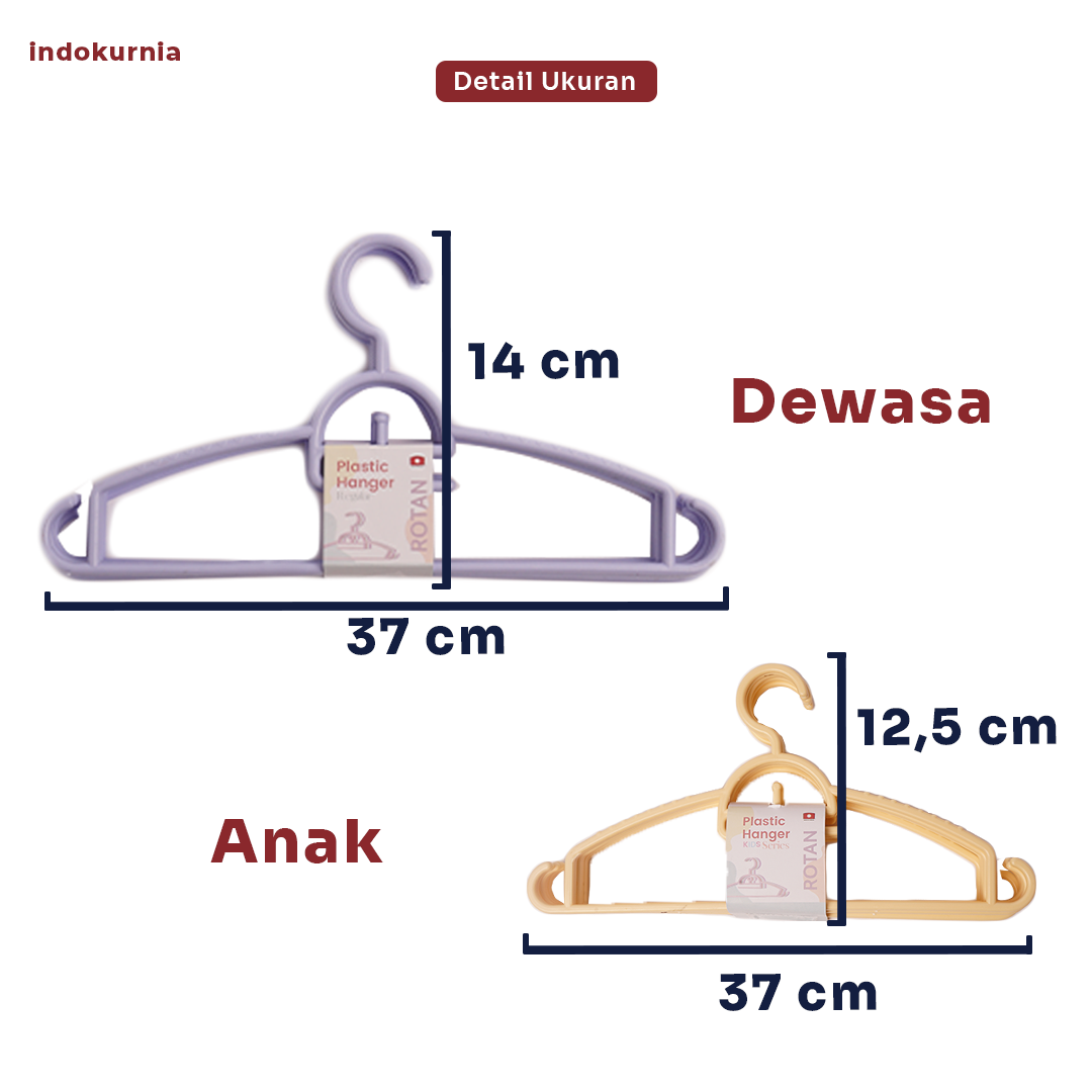 6pcs Gantungan Baju Rotan Pastel